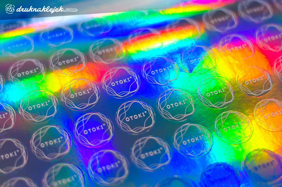Naklejki hologram z białym nadrukiem